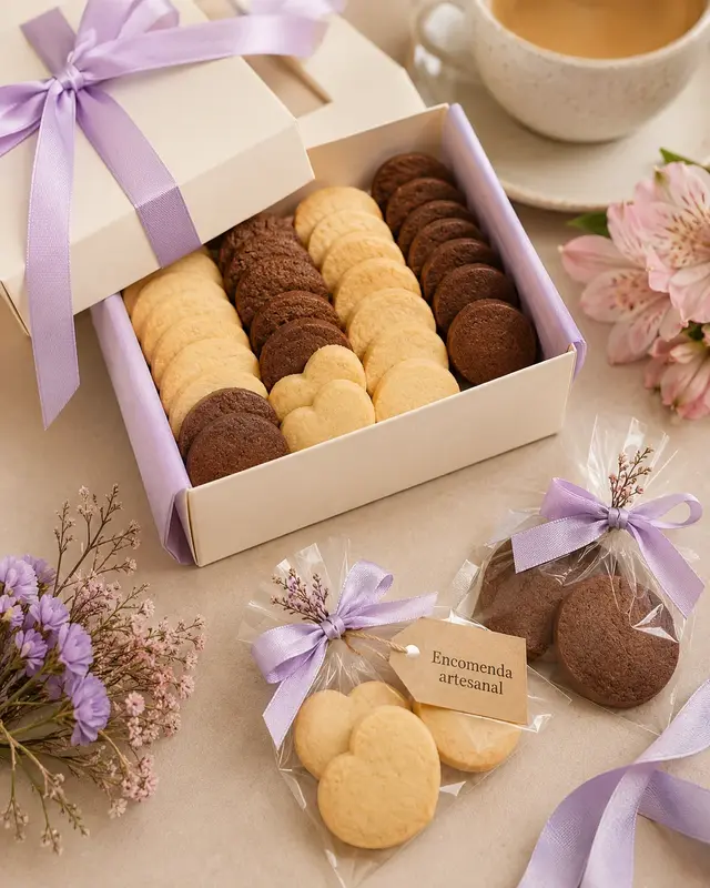 Biscoitos artesanais prontos para presentear